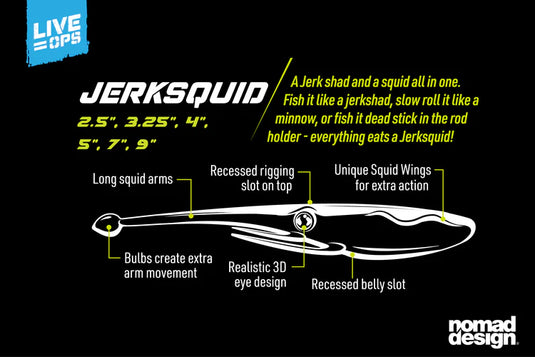 Nomad Live Ops Jerksquid 4" Jerkshad - 5 Pack