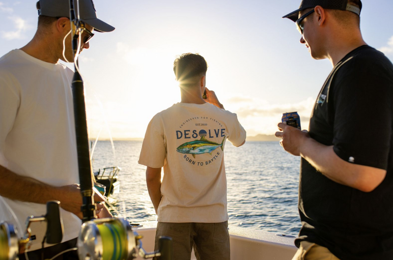 Load image into Gallery viewer, Desolve Born to Battle Kingfish Tee - Sand
